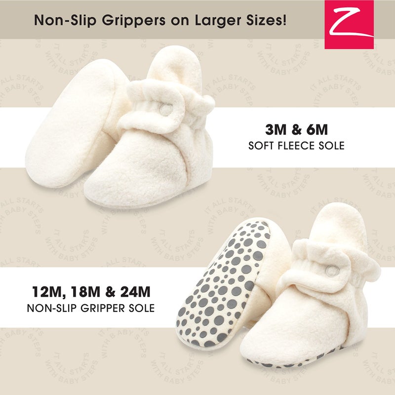 Zutano Unisex Cozie Fleece Baby Booties with Grippers, Baby Essentials, Cream, 12 Months Unisex Infant - Image 2